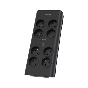 Philips SPN7080BA/60 apsauginis filtras nuo įtampos šuolių, juodas, 8 AC lizdai, 2 m