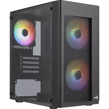 Aerocool HEXFORMBKV2 Micro ATX kompiuterio korpusas 3 ventiliatoriai FRGB juodas