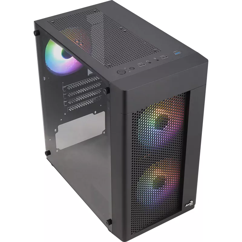 Aerocool HEXFORMBKV2 Micro ATX kompiuterio korpusas 3 ventiliatoriai FRGB juodas