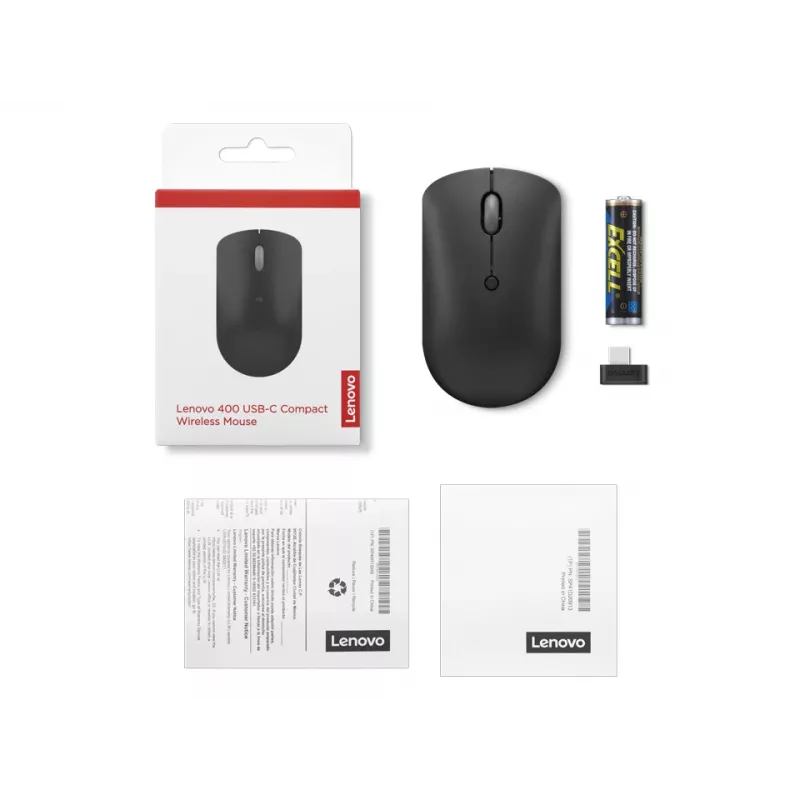 Lenovo 400 pelė Office ambidekstrinė RF belaidė optinė 2400 DPI