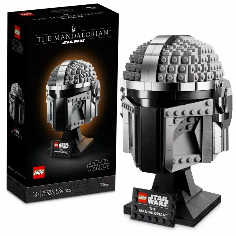 Konstrukcinis žaislas LEGO Mandalorian šalmas 75328 – „Žvaigždžių karų“ eksponavimo modelis, kolekcinis rinkinys, 584 detalės, nuo 18 m.