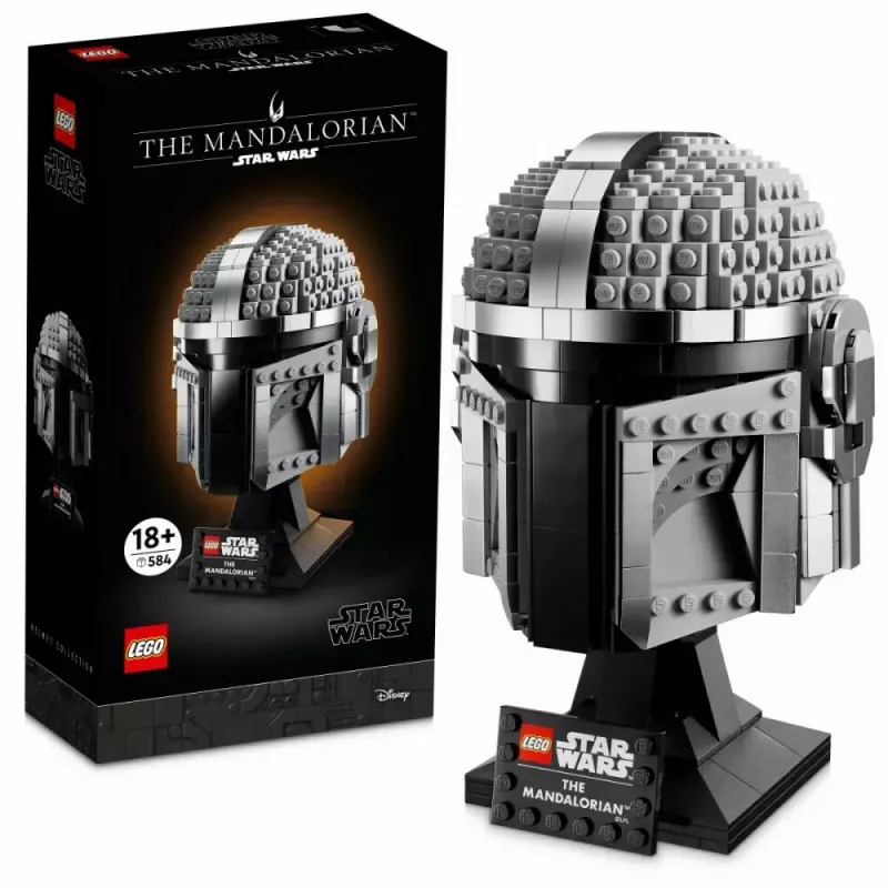 Konstrukcinis žaislas LEGO Mandalorian šalmas 75328 – „Žvaigždžių karų“ eksponavimo modelis, kolekcinis rinkinys, 584 detalės, nuo 18 m.