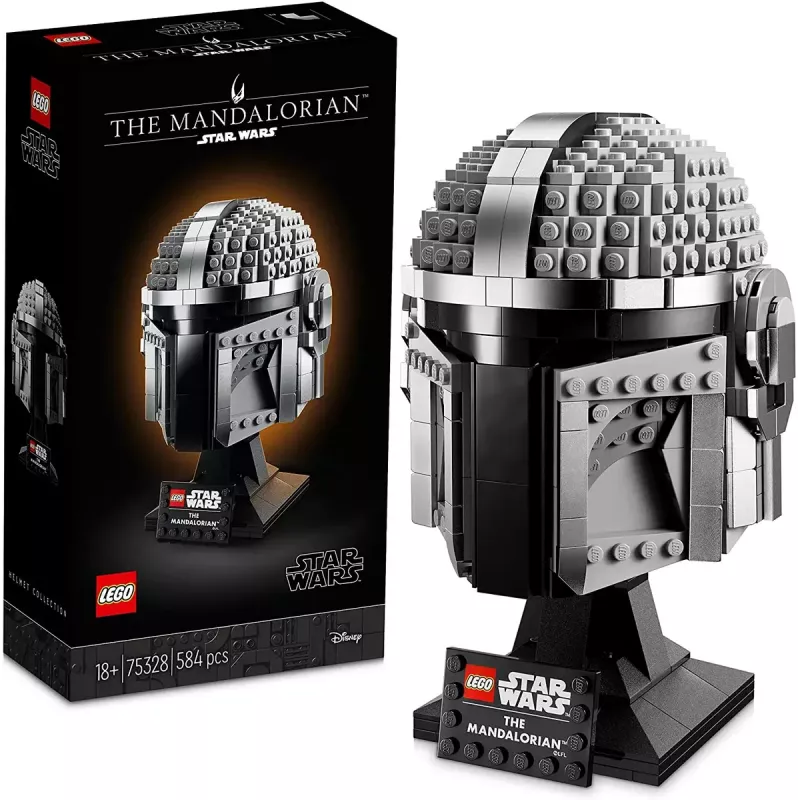 Konstrukcinis žaislas LEGO Mandalorian šalmas 75328 – „Žvaigždžių karų“ eksponavimo modelis, kolekcinis rinkinys, 584 detalės, nuo 18 m.