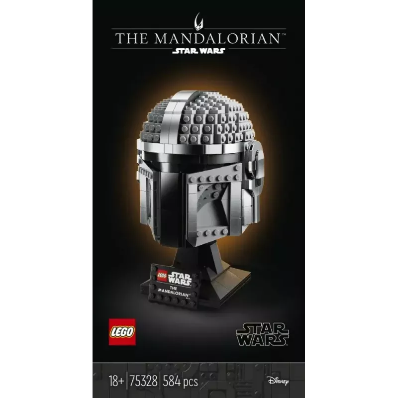 Konstrukcinis žaislas LEGO Mandalorian šalmas 75328 – „Žvaigždžių karų“ eksponavimo modelis, kolekcinis rinkinys, 584 detalės, nuo 18 m.