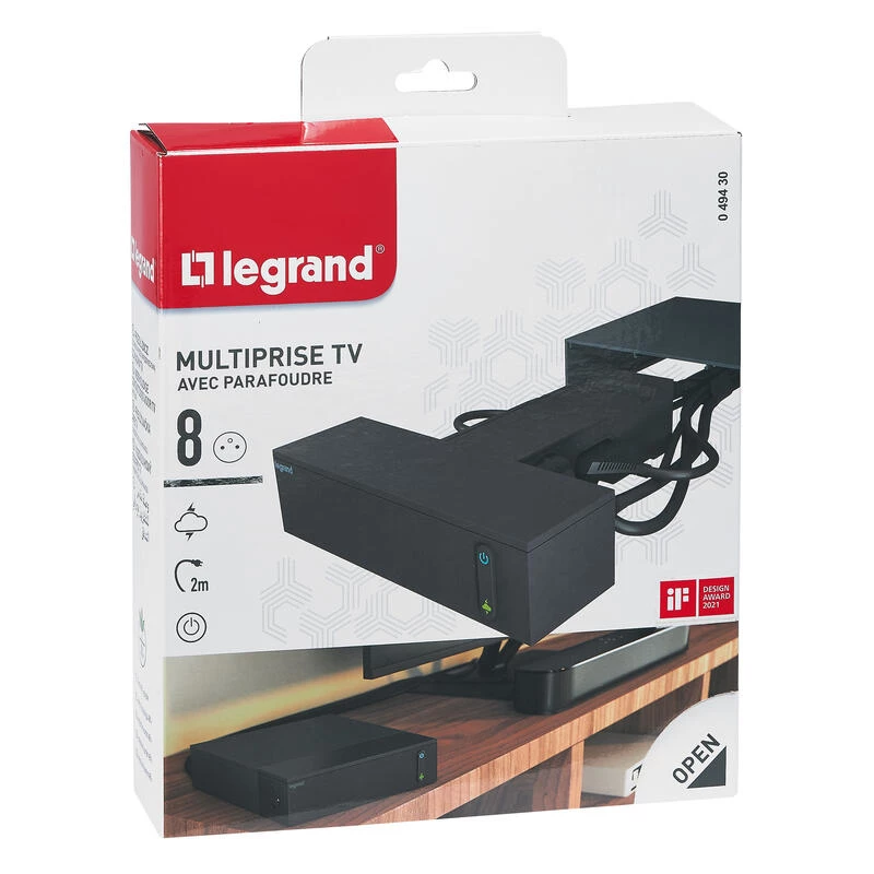 Legrand 049430 ilgintuvas 2 m 8 AC lizdai Vidaus Juoda