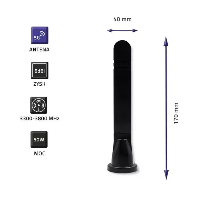 Kryptinė 5G LTE antena QOLTEC 57033 dvikryptė 8 dBi vidaus