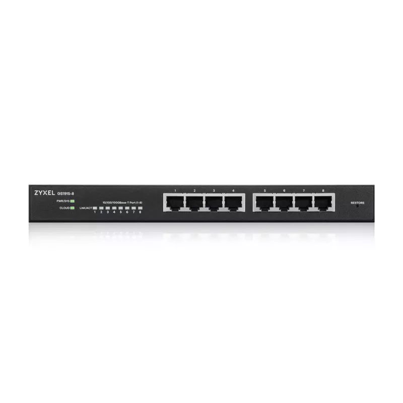 Zyxel GS1915-8 valdomas L2 gigabitinis eterneto (10/100/1000) jungiklis, juodas
