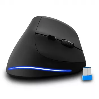 Belaidė vertikali pelė MEDIA-TECH MT1123, juoda, 2400 DPI, 5 mygtukai, RF USB imtuvas