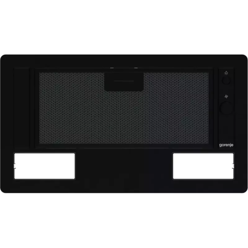 Įmontuojamas gartraukis Gorenje BHI681EB – 534 mm plotis, 370 m³/h, aliumininis riebalų filtras, 67 dB, juodas
