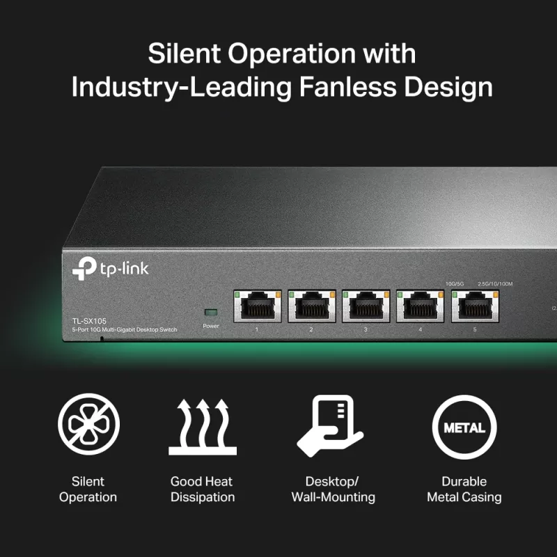 Nevaldomas jungiklis TP-Link TL-SX105 5 prievadų 10G stalinis jungiklis