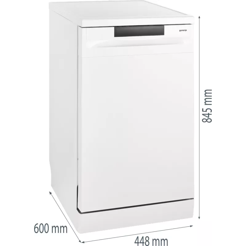 Laisvai pastatoma indaplovė Gorenje GS520E15W — 9 komplektų, 47 dB, 448×600×845 mm, 9 l/ciklas