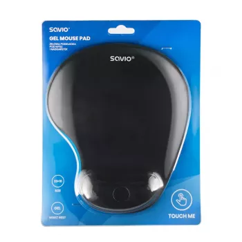 Pelės kilimėlis SAVIO MP-01B su gelio riešo atrama, 3 mm storis, 230×190 mm, juodas