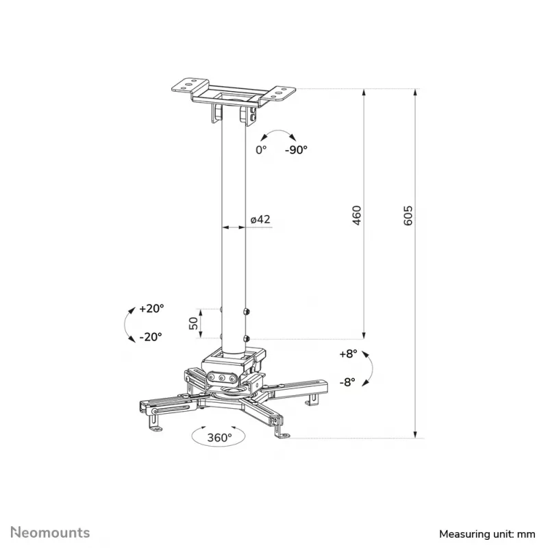Lubinis laikiklis Neomounts CL25-540BL1 Juodas 35kg