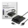 Kortelių skaitytuvas QOLTEC 50634 USB Type-C, ABS korpusas, 90×69 mm, 1,0 m kabelis, juodas
