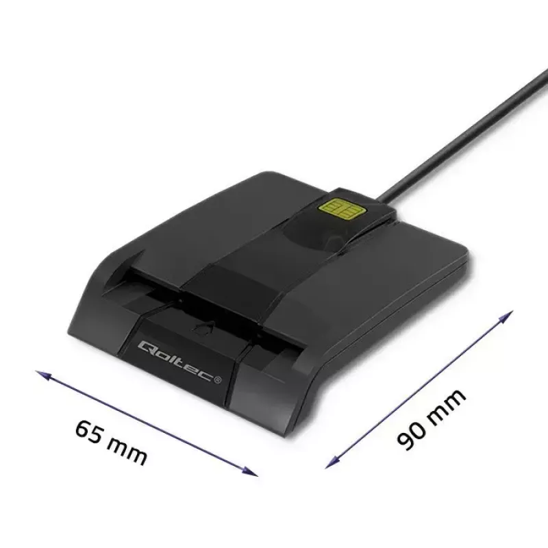 Kortelių skaitytuvas QOLTEC 50634 USB Type-C, ABS korpusas, 90×69 mm, 1,0 m kabelis, juodas
