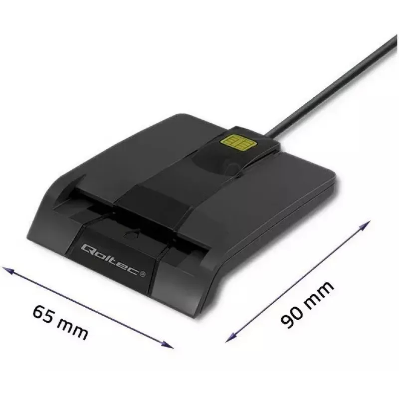 Kortelių skaitytuvas QOLTEC 50634 USB Type-C, ABS korpusas, 90×69 mm, 1,0 m kabelis, juodas