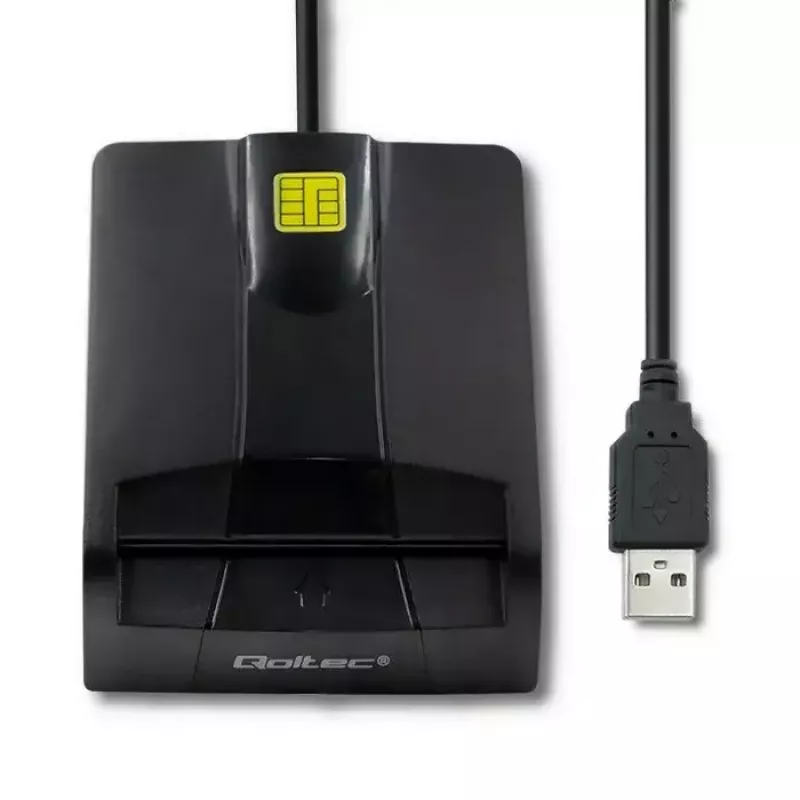 Kortelių skaitytuvas QOLTEC 50634 USB Type-C, ABS korpusas, 90×69 mm, 1,0 m kabelis, juodas