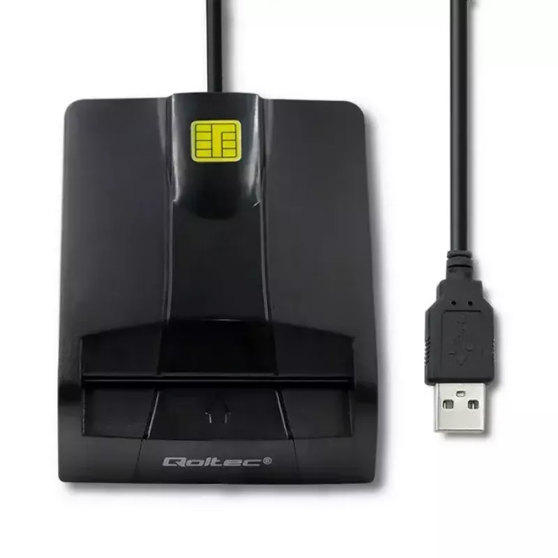 Kortelių skaitytuvas QOLTEC 50634 USB Type-C, ABS korpusas, 90×69 mm, 1,0 m kabelis, juodas