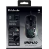 Žaidimų pelė DEFENDER SHEPARD GM-620L – optinė, dešinei rankai, iki 12800 DPI, 7 mygtukai, USB Type-A, juoda, 1,7 m laidas