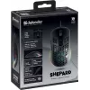 Žaidimų pelė DEFENDER SHEPARD GM-620L – optinė, dešinei rankai, iki 12800 DPI, 7 mygtukai, USB Type-A, juoda, 1,7 m laidas