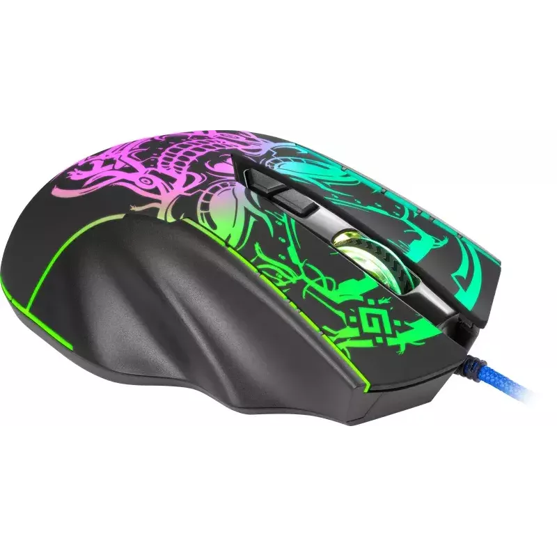 Žaidimų pelė DEFENDER BULLETSTORM GM-928 – optinė, 7200 DPI, ambidekstrinė, 6–7 mygtukai, USB Type-A, juoda