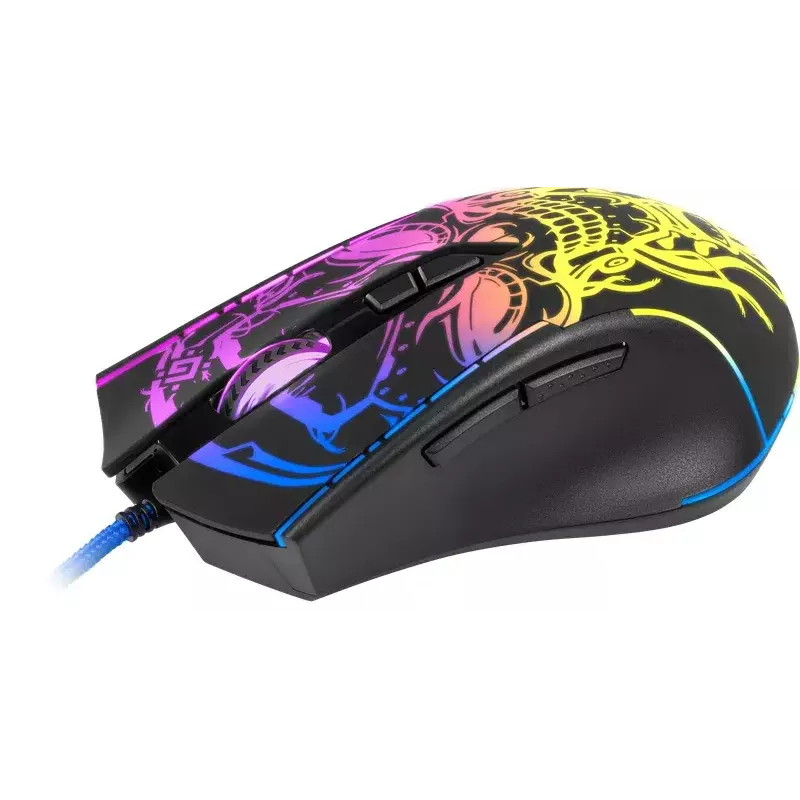 Žaidimų pelė DEFENDER BULLETSTORM GM-928 – optinė, 7200 DPI, ambidekstrinė, 6–7 mygtukai, USB Type-A, juoda
