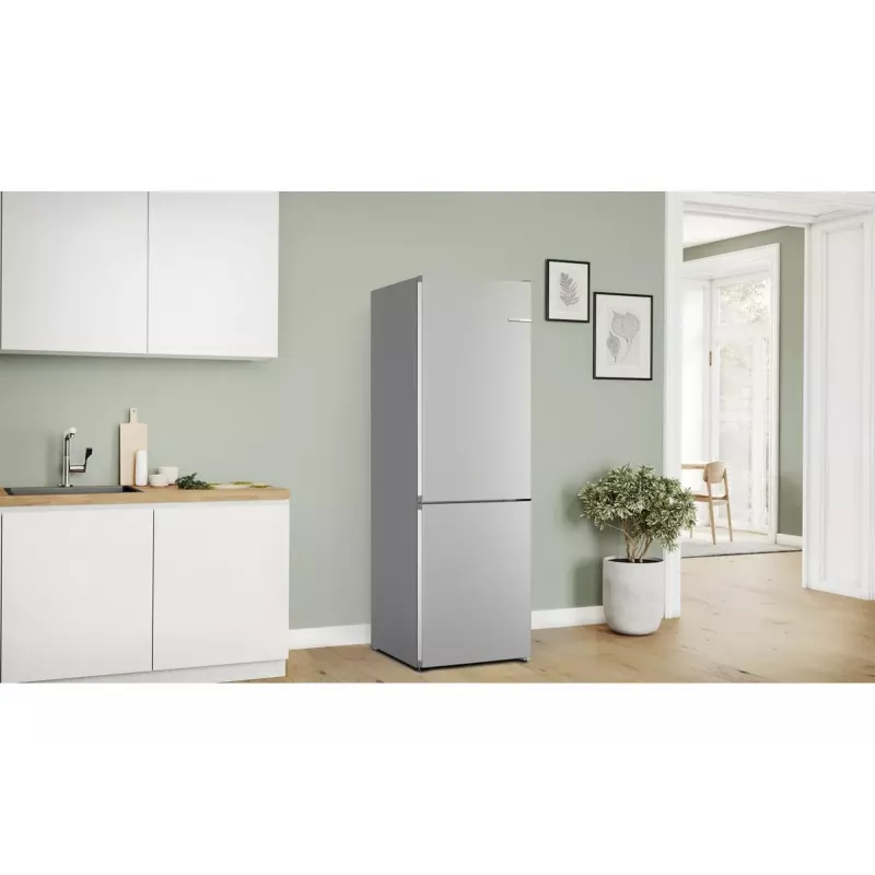 Šaldytuvas-šaldiklis Bosch Serie 4 KGN362IDF, laisvai pastatomas, 321 L (218 L šaldytuvas / 103 L šaldiklis), nerūdijantis plienas, apatinis šaldiklis