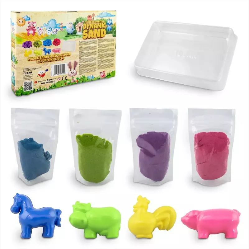 Vaikų kinetinis smėlis Tuban DYNAMIC SAND SET – FARM įvairiaspalvis