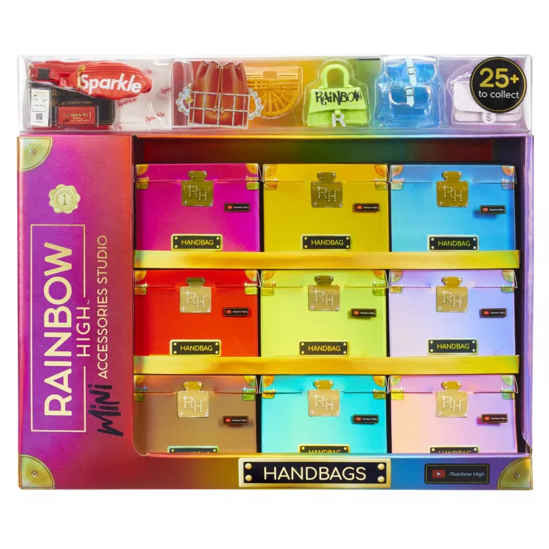 Rainbow High aksesuarų studijos serija 1, H asortimentas PDQ lėlių krepšyje