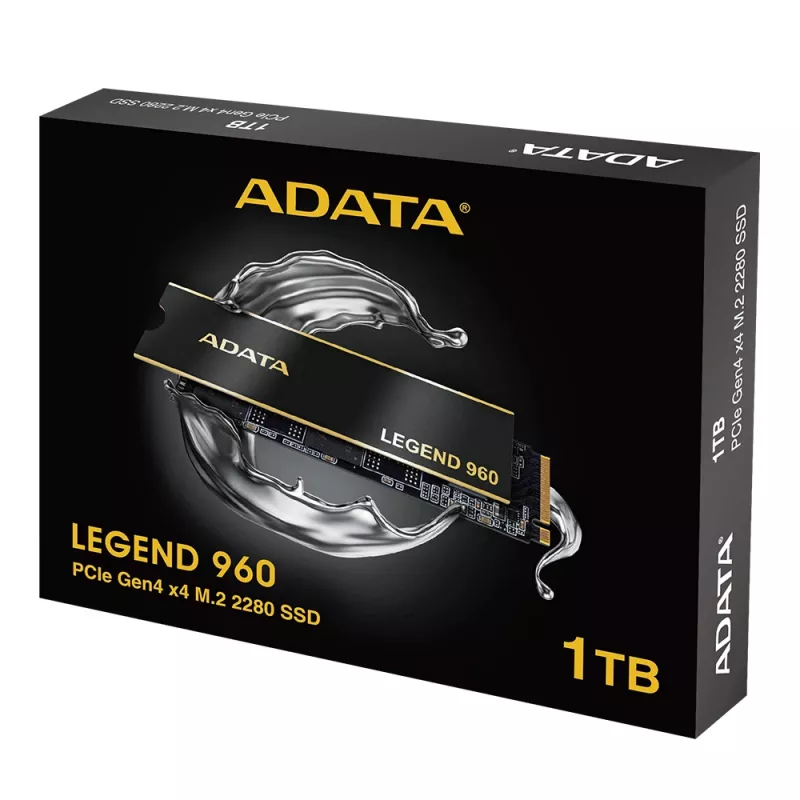 SSD M.2 1 TB ADATA LEGEND 960 PCIe 4.0 NVMe, 7400/6000 MB/s, 3D NAND, SMI SM2264, HW šifravimas, radiatoriaus plokštė