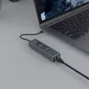 USB-C stotelė SAVIO AK-57, 3× USB-A, RJ-45 Gigabit Ethernet (5000 Mbit/s), aliuminis pilka
