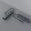 USB-C stotelė SAVIO AK-57, 3× USB-A, RJ-45 Gigabit Ethernet (5000 Mbit/s), aliuminis pilka