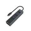 USB-C stotelė SAVIO AK-57, 3× USB-A, RJ-45 Gigabit Ethernet (5000 Mbit/s), aliuminis pilka