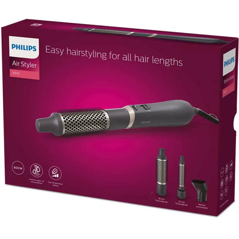 Philips 3000 serijos BHA301/00 plaukų formavimo rinkinys, šilta juoda, 800 W, 1,8 m