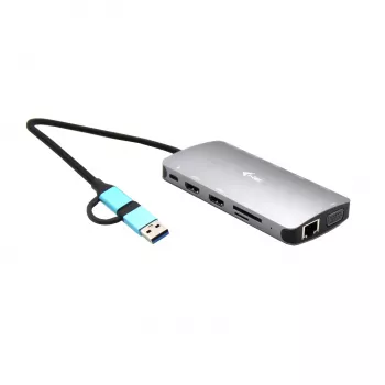 i-tec USB 3.0 USB-C/Thunderbolt 3x Display Metal Nano Dock su LAN ir Power Delivery 100 W