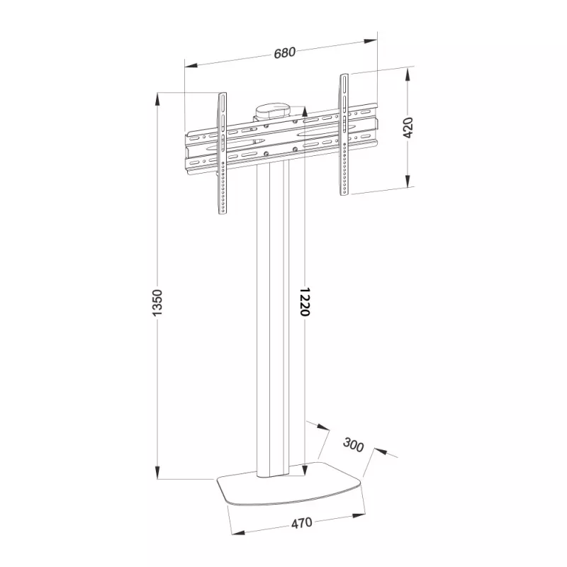 Grindinis TV laikiklis TECHLY ICA-TR27 32–55 colių (81.3–139.7 cm), VESA 100x100–600x400, pakreipimas -15–0°, maks. apkrova 40 kg, juodas