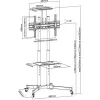 Pertvarinis stovas TECHLY ICA-TR16T 37 inch–70 inch ekranams, VESA 200x200–600x400, iki 50 kg, reguliuojamas aukštis, ratukai, pakreipimas ±10° (juodas)