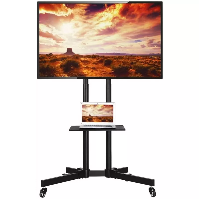 Pertvarinis stovas TECHLY ICA-TR16T 37 inch–70 inch ekranams, VESA 200x200–600x400, iki 50 kg, reguliuojamas aukštis, ratukai, pakreipimas ±10° (juodas)