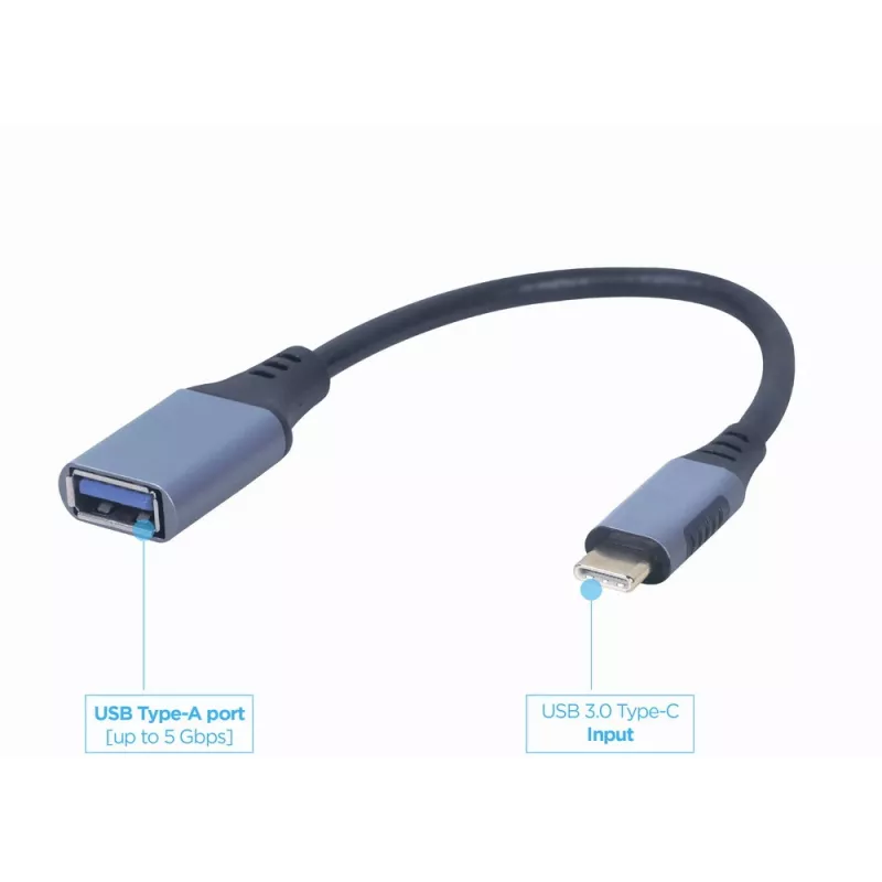 GEMBIRD USB 3.0 OTG Type-C (vyriškas) į USB Type-A (moteriškas) laidas, Kosminė pilka