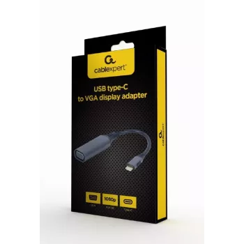 GEMBIRD USB Type-C į VGA vaizdo adapteris, 15 cm, kosminė pilka