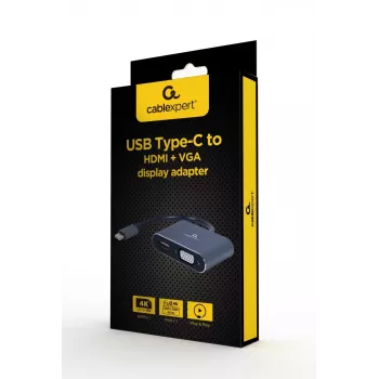 Gembird USB 3.0 Type-A–HDMI + VGA vaizdo keitiklis, tamsiai pilkas