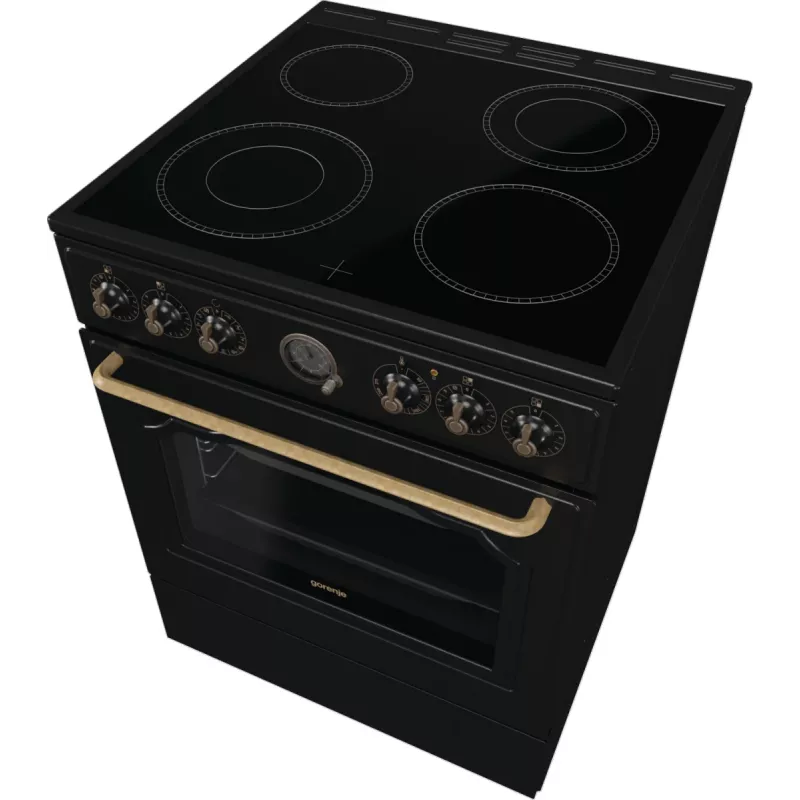 Gorenje GECS6B71CLB Laisvai pastatoma elektrinė viryklė su keramine kaitlente, juoda