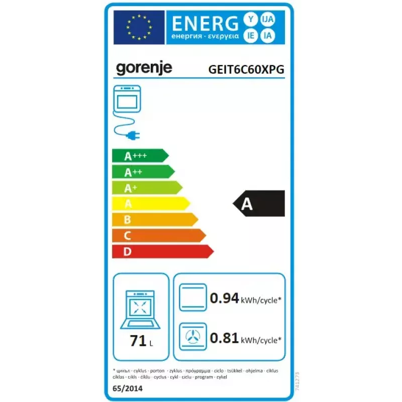 Laisvai pastatoma viryklė Gorenje GEIT6C60XPG su elektrine indukcine kaitviete, 4 zonos