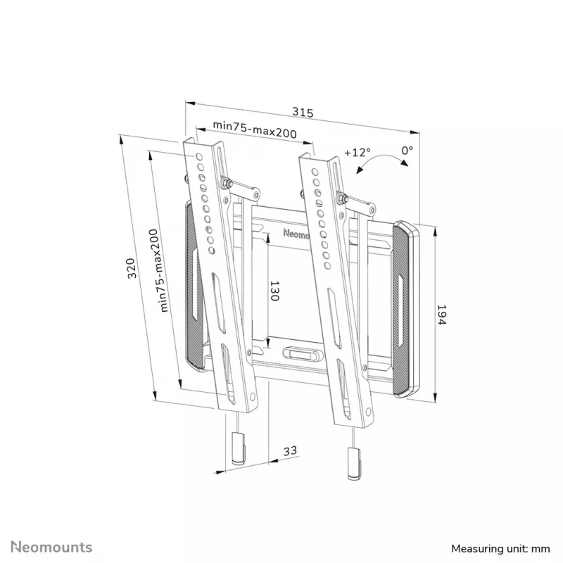 TV sieninis laikiklis Neomounts WL35-550BL12 Max 40 kg 24-55 col. juodas