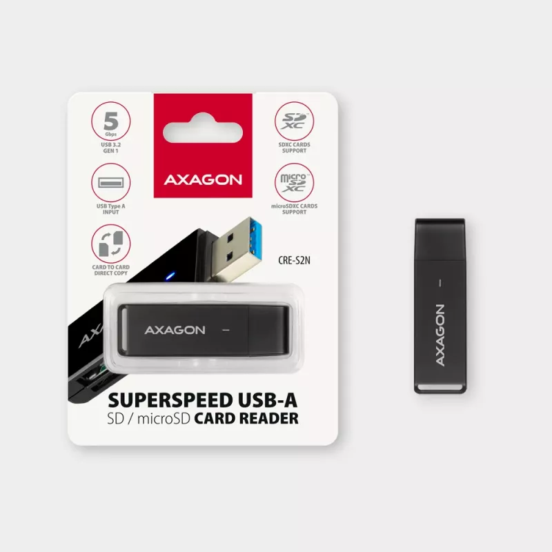 Card Reader Axagon CRE-S2N USB 3.2 Gen 1 Type-A Juodas