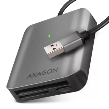 „Axagon CRE-S3“ išorinis USB-A 3.2 Gen 1 3 lizdų SD/microSD/CF kortelių skaitytuvas, USB 3.2 Gen 1 (3.1 Gen 1) Type-A, pilkas