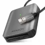 „Axagon CRE-S3“ išorinis USB-A 3.2 Gen 1 3 lizdų SD/microSD/CF kortelių skaitytuvas, USB 3.2 Gen 1 (3.1 Gen 1) Type-A, pilkas