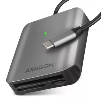 „Axagon CRE-S3C“ aliumininė didelės spartos USB-C 3.2 Gen 1 atminties kortelių skaitytuvas, 3 lizdai, UHS-II