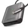 „Axagon CRE-S3C“ aliumininė didelės spartos USB-C 3.2 Gen 1 atminties kortelių skaitytuvas, 3 lizdai, UHS-II