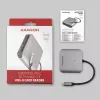 „Axagon CRE-S3C“ aliumininė didelės spartos USB-C 3.2 Gen 1 atminties kortelių skaitytuvas, 3 lizdai, UHS-II